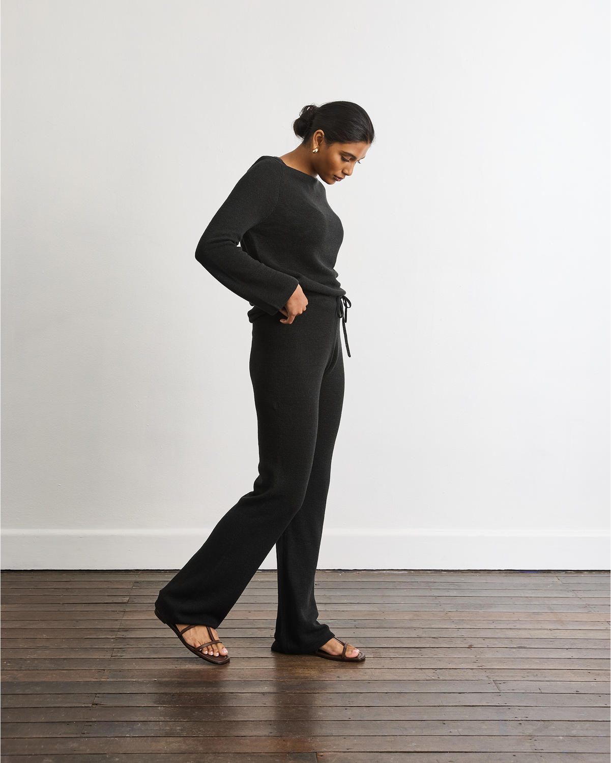 Veranda Linen Knit Pants in Charocal