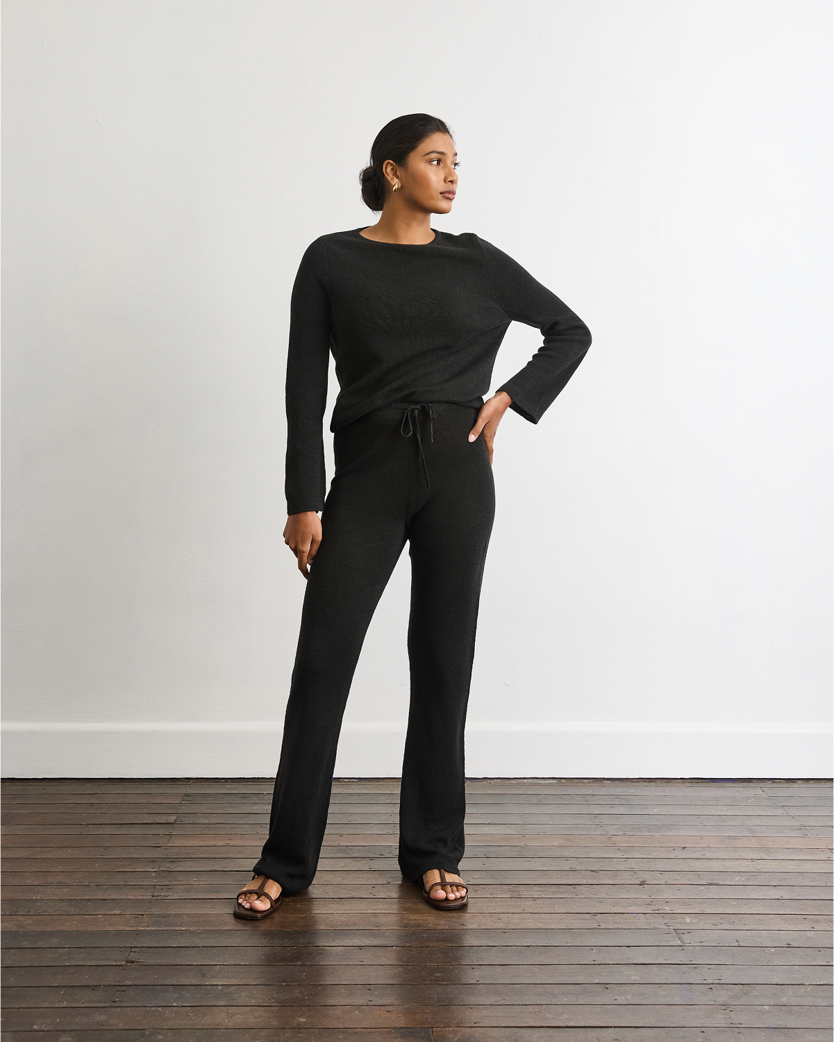 Veranda Linen Knit Sweater in Charcoal