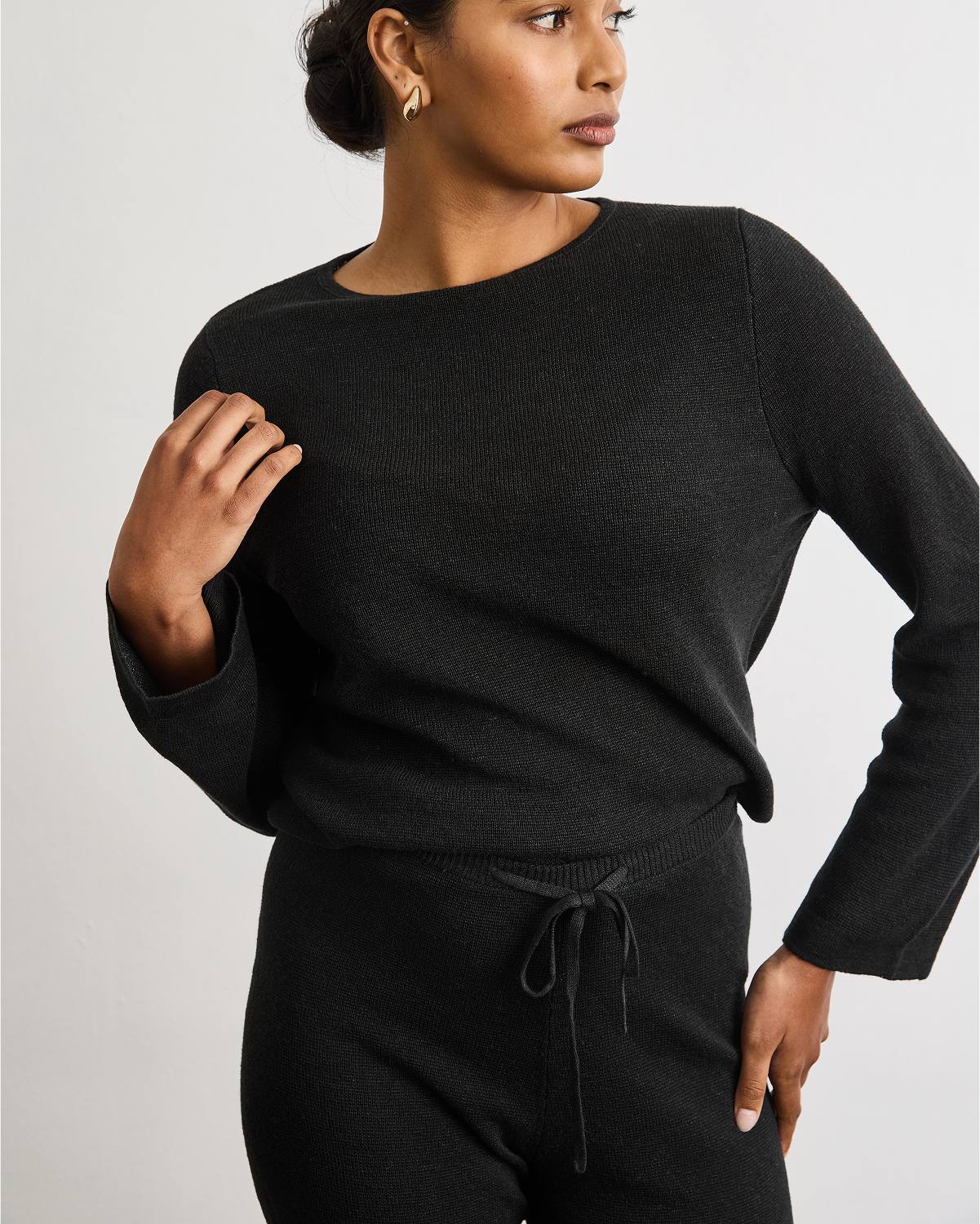 Linen Knit Set in Charcoal