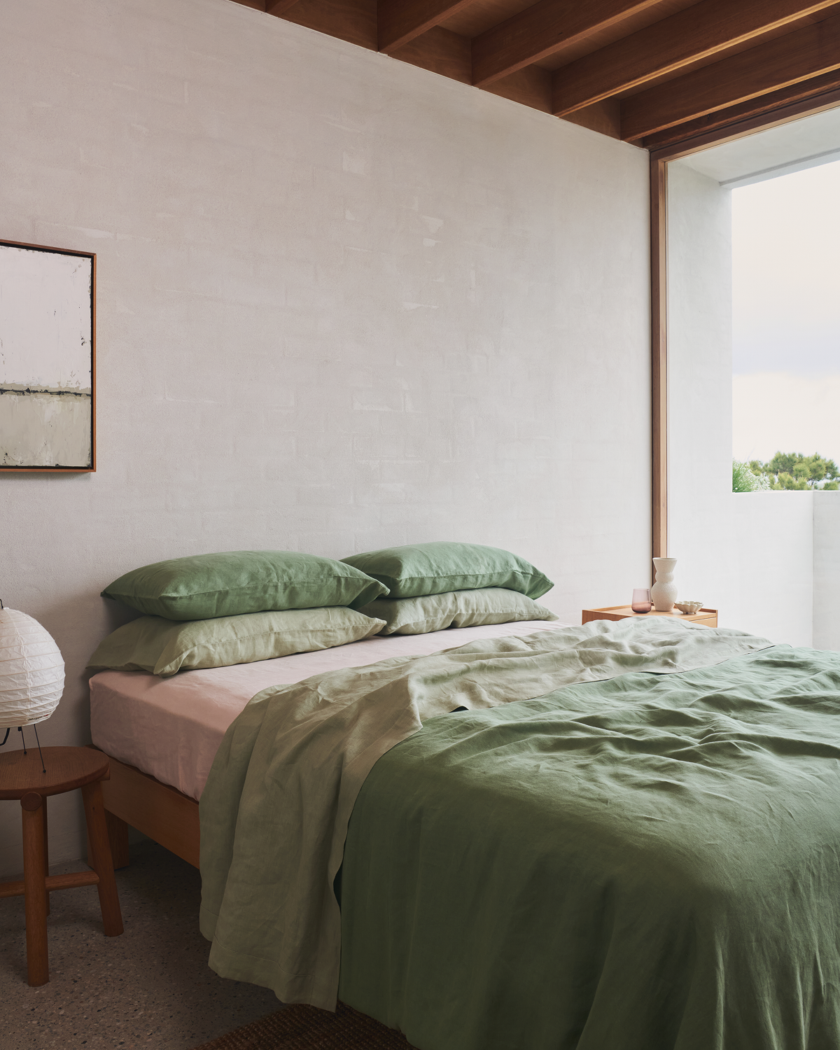 Pistachio 100% French Flax Linen Duvet Cover Set