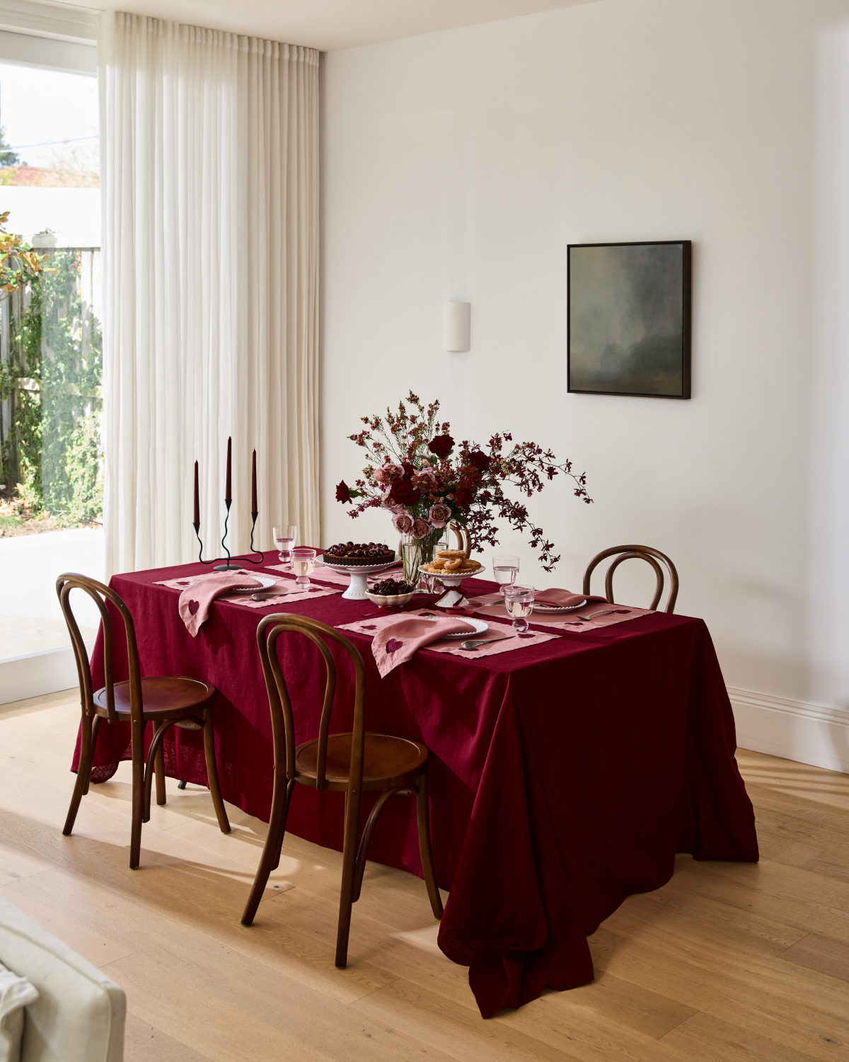 Pink Clay & Mulberry 100% French Flax Linen Amour Napkins (Set of Four)