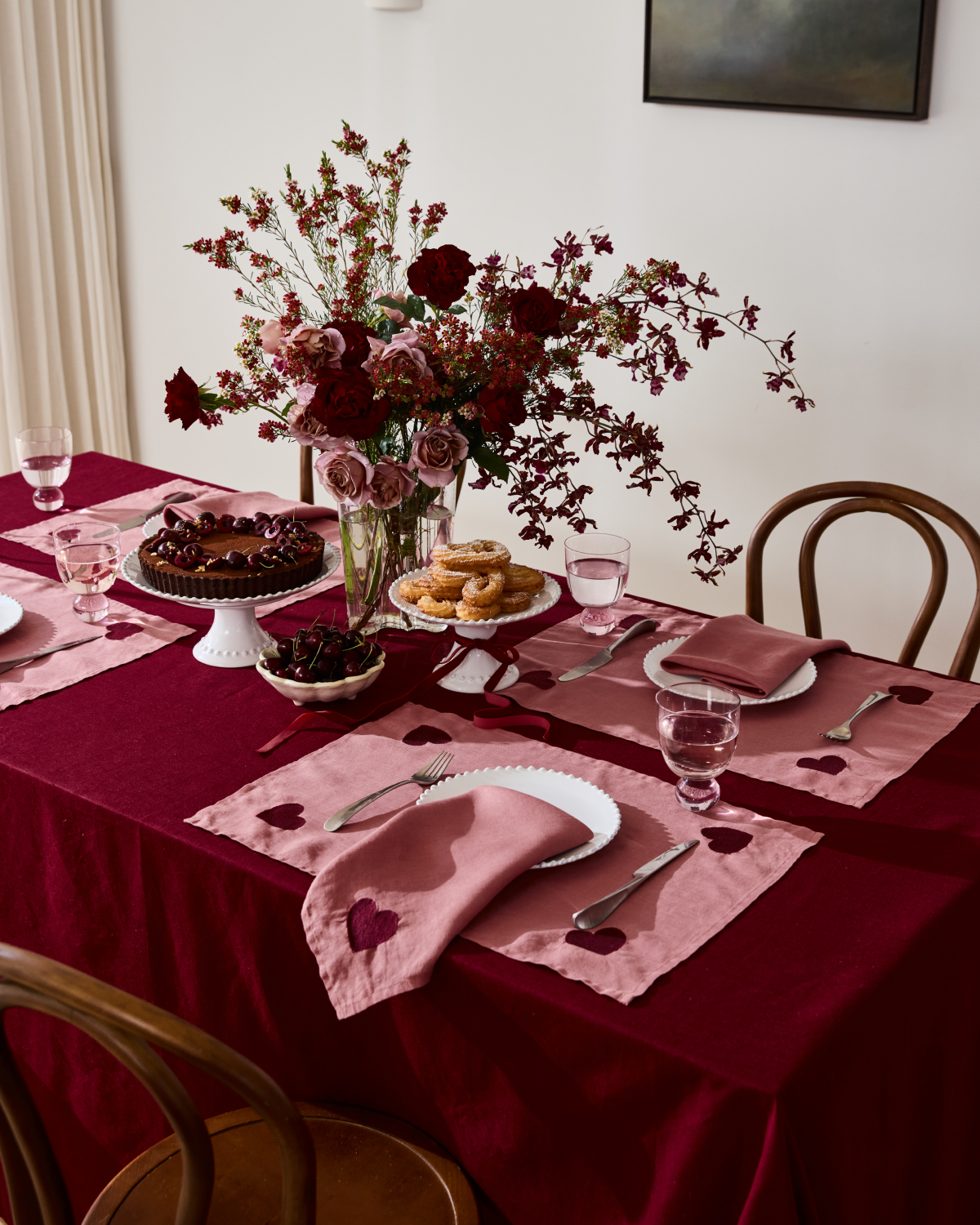 Pink Clay & Mulberry 100% French Flax Linen Amour Napkins (Set of Four)