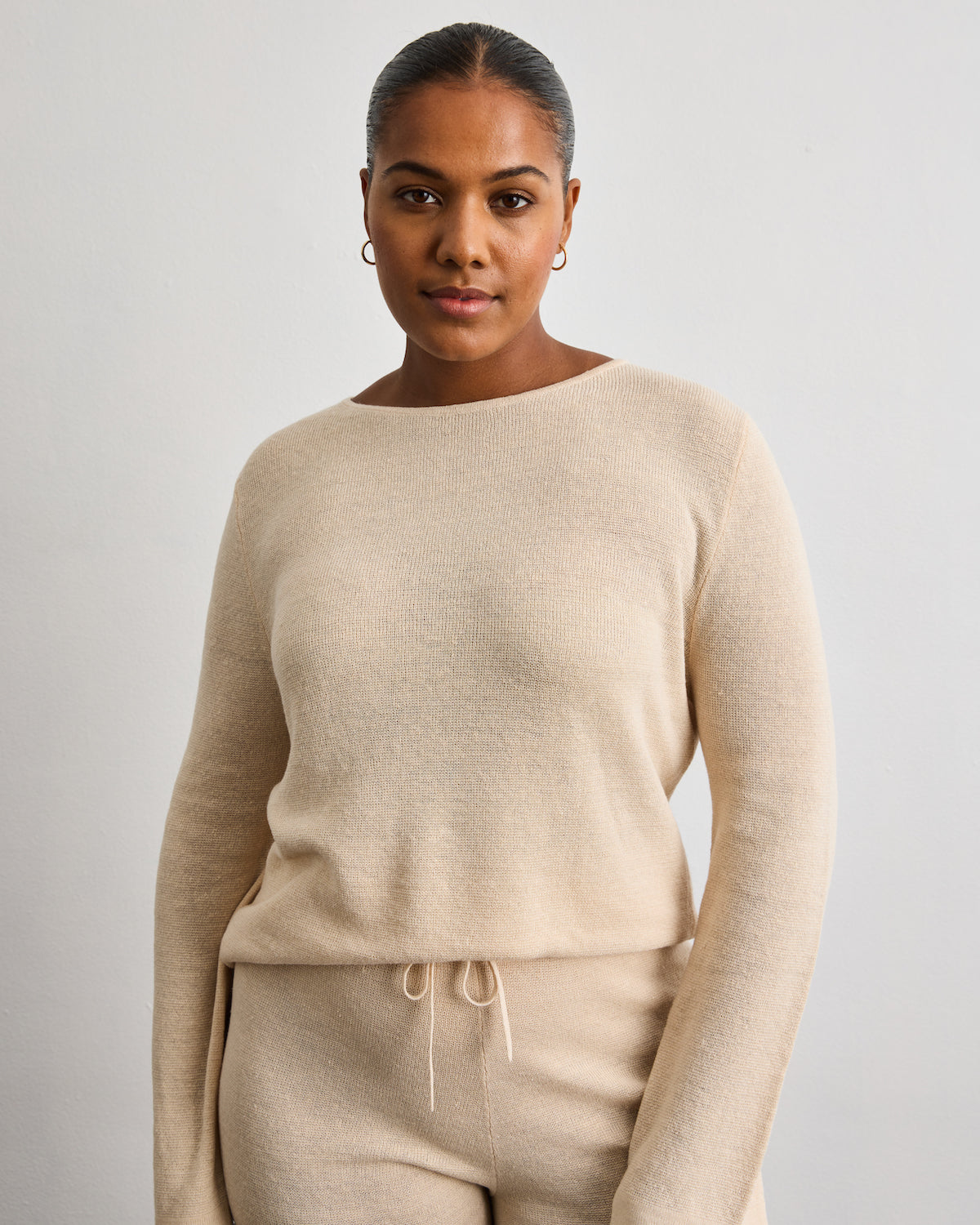 Veranda Linen Knit Sweater in Oatmeal
