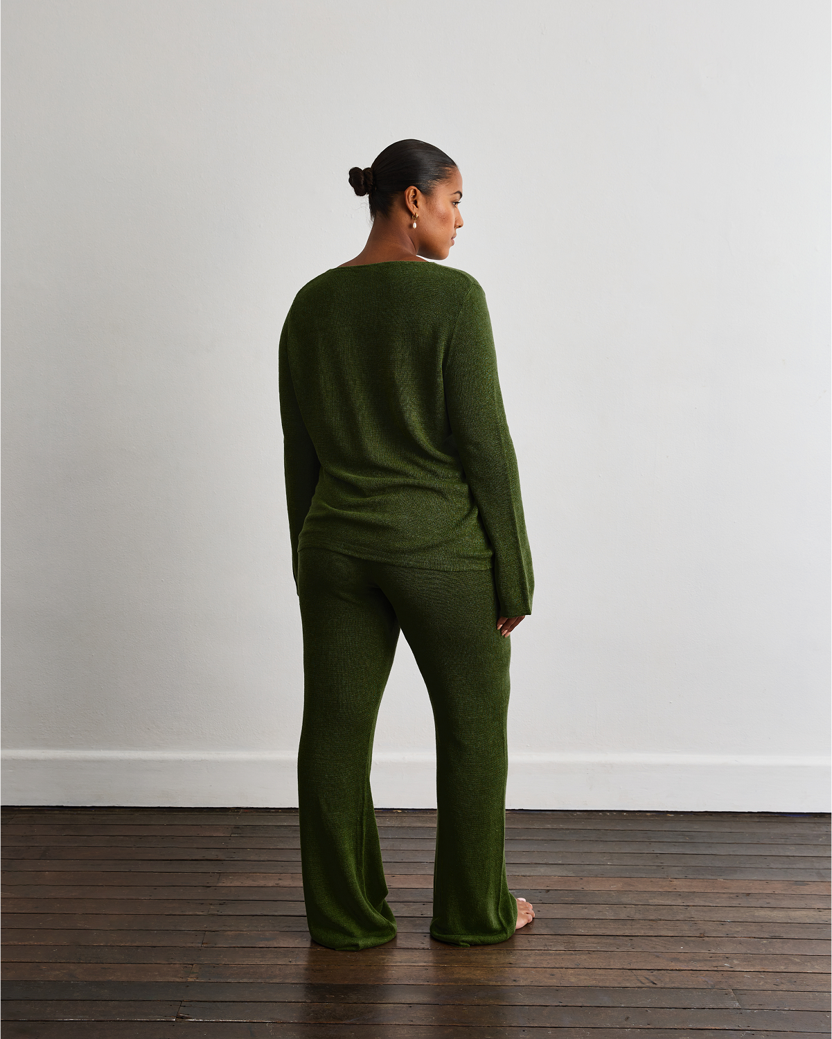 Veranda Linen Knit Pants in Olive