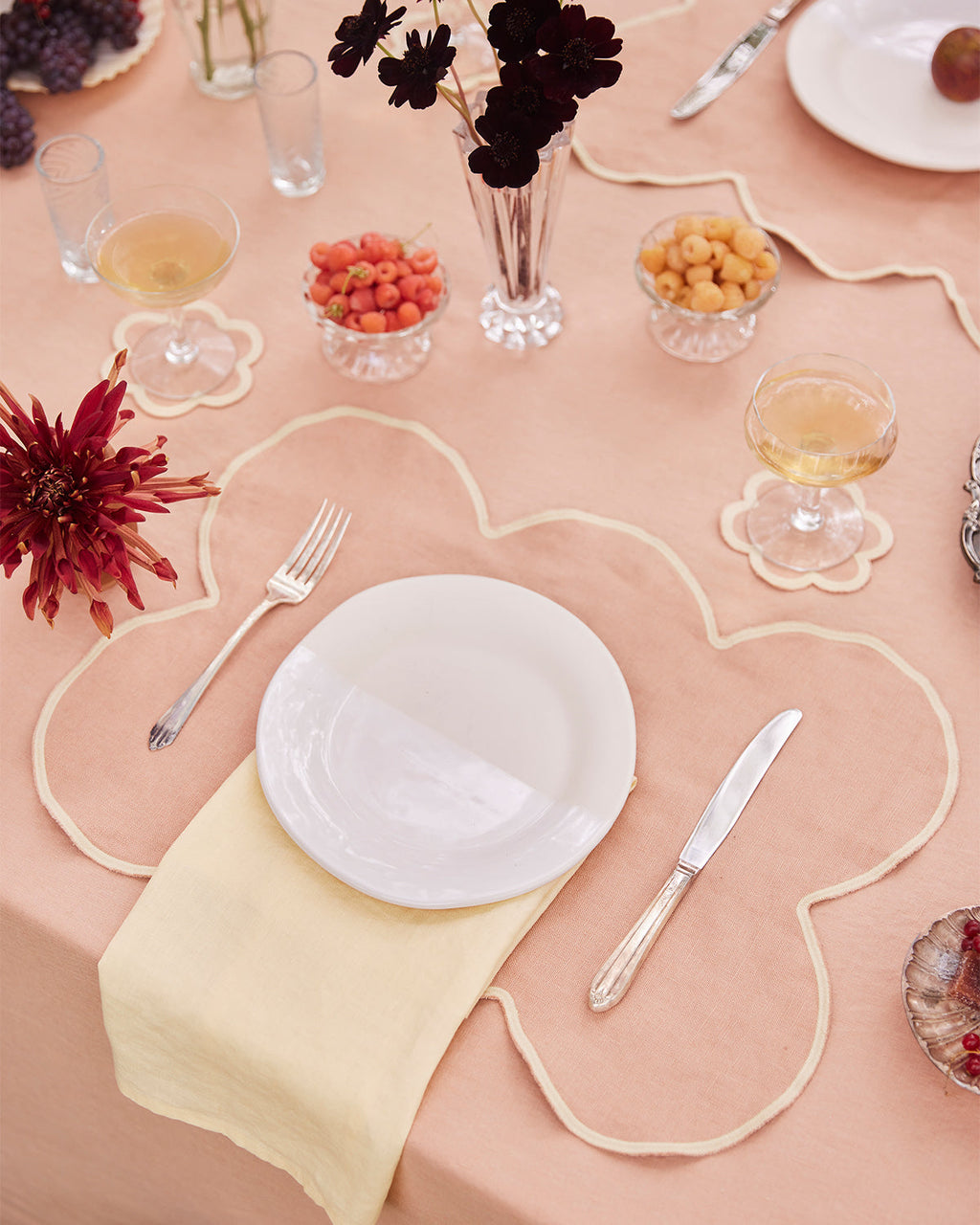 Terracotta & Limoncello 100% French Flax Linen Cloud Placemats (Set of Four)