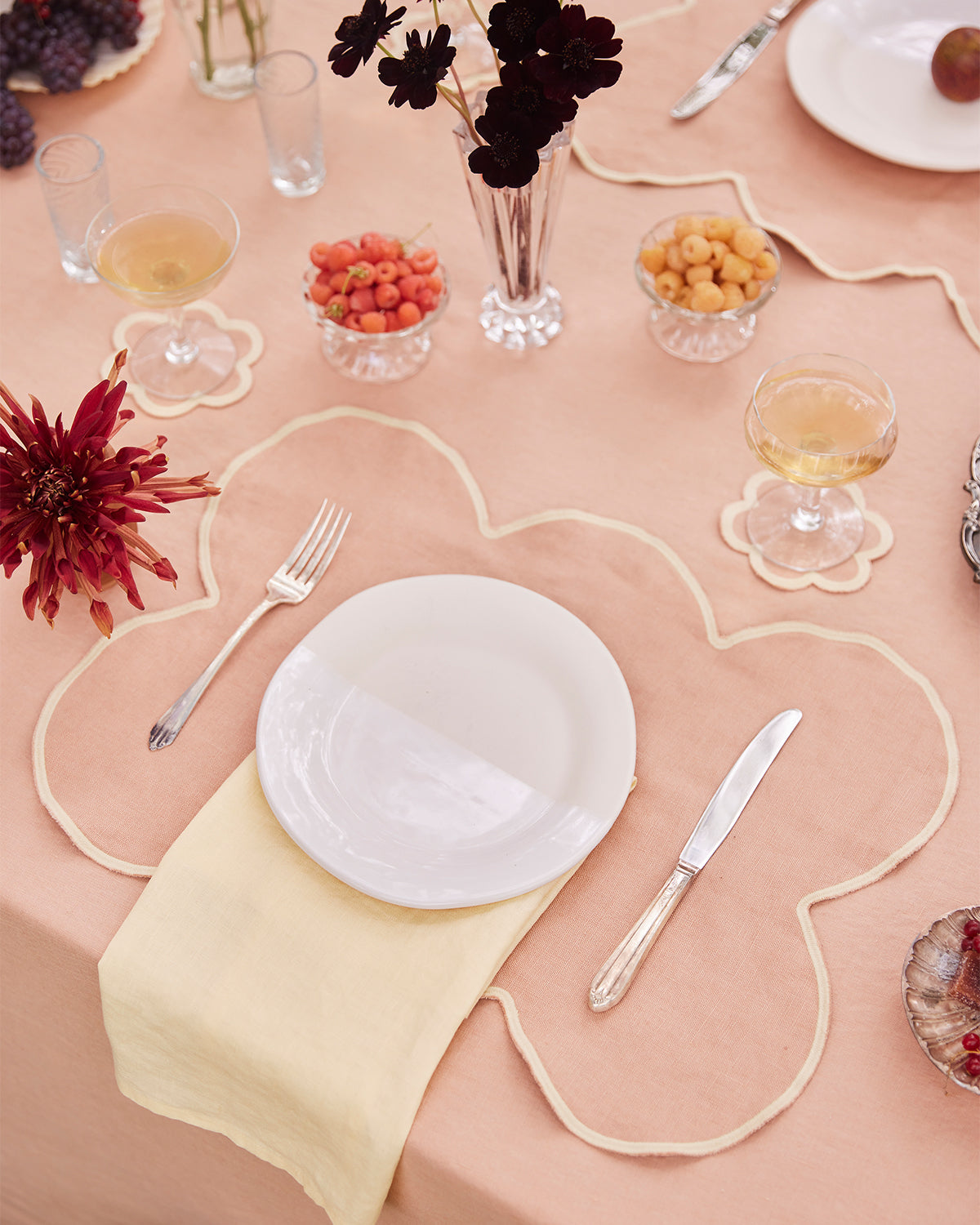 Terracotta & Limoncello 100% French Flax Linen Cloud Placemats (Set of Four)