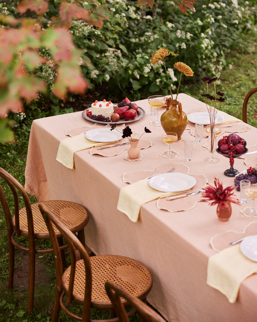 Terracotta & Limoncello 100% French Flax Linen Cloud Placemats (Set of Four)