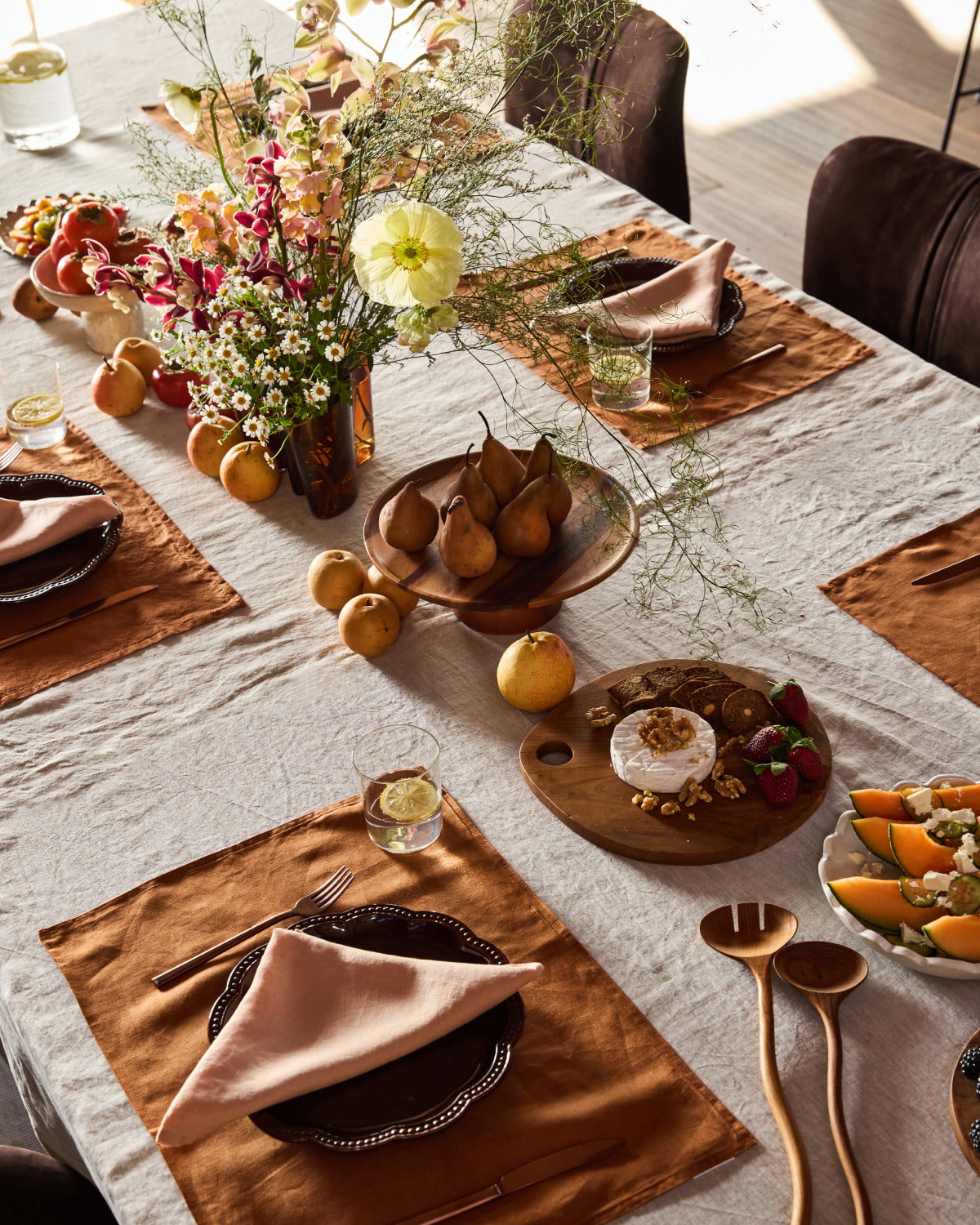 Rust 100% French Flax Linen Placemats (Set of Four)