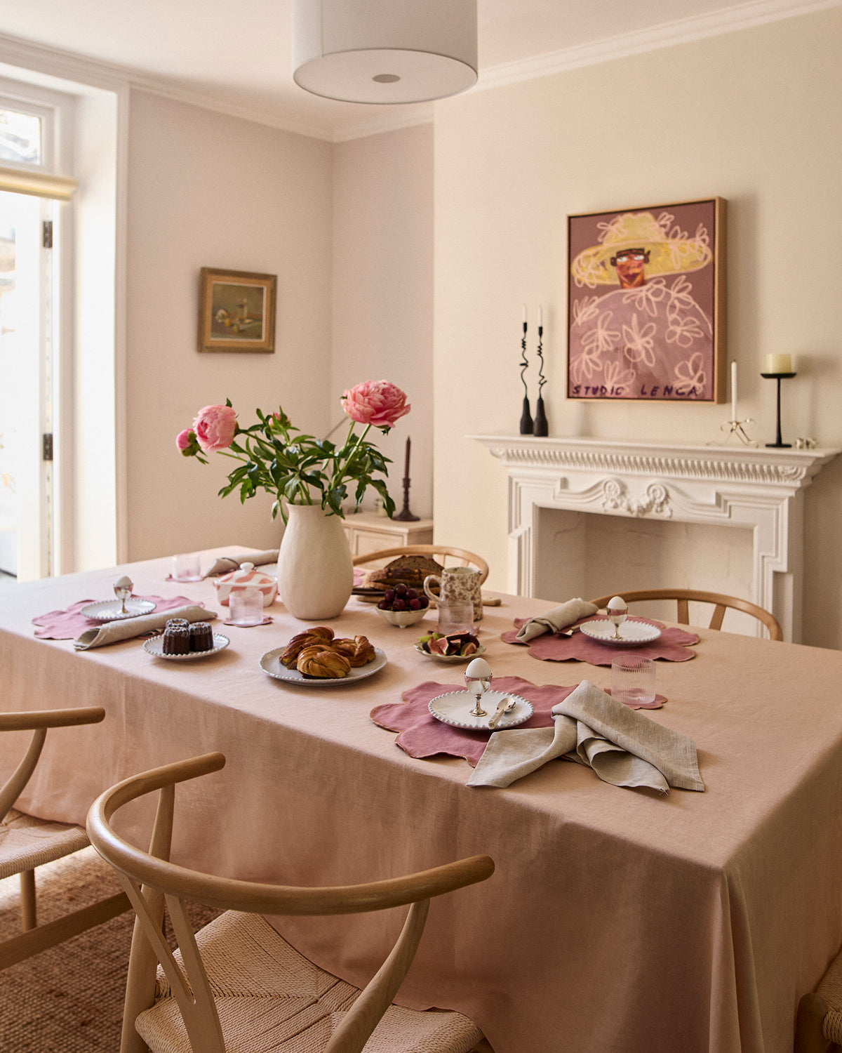 Pink Clay & Hazelnut 100% French Flax Linen Petal Coasters (Set of Four)