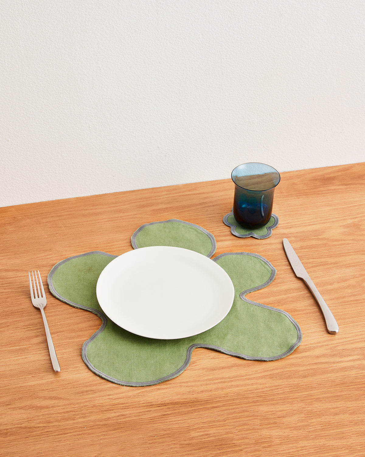 Pistachio & Mineral 100% French Flax Linen Flower Placemats (Set of Four)