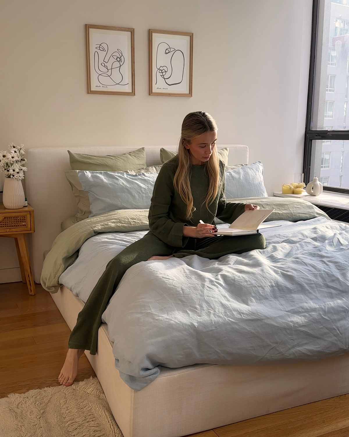 Veranda Linen Knit Pants in Olive
