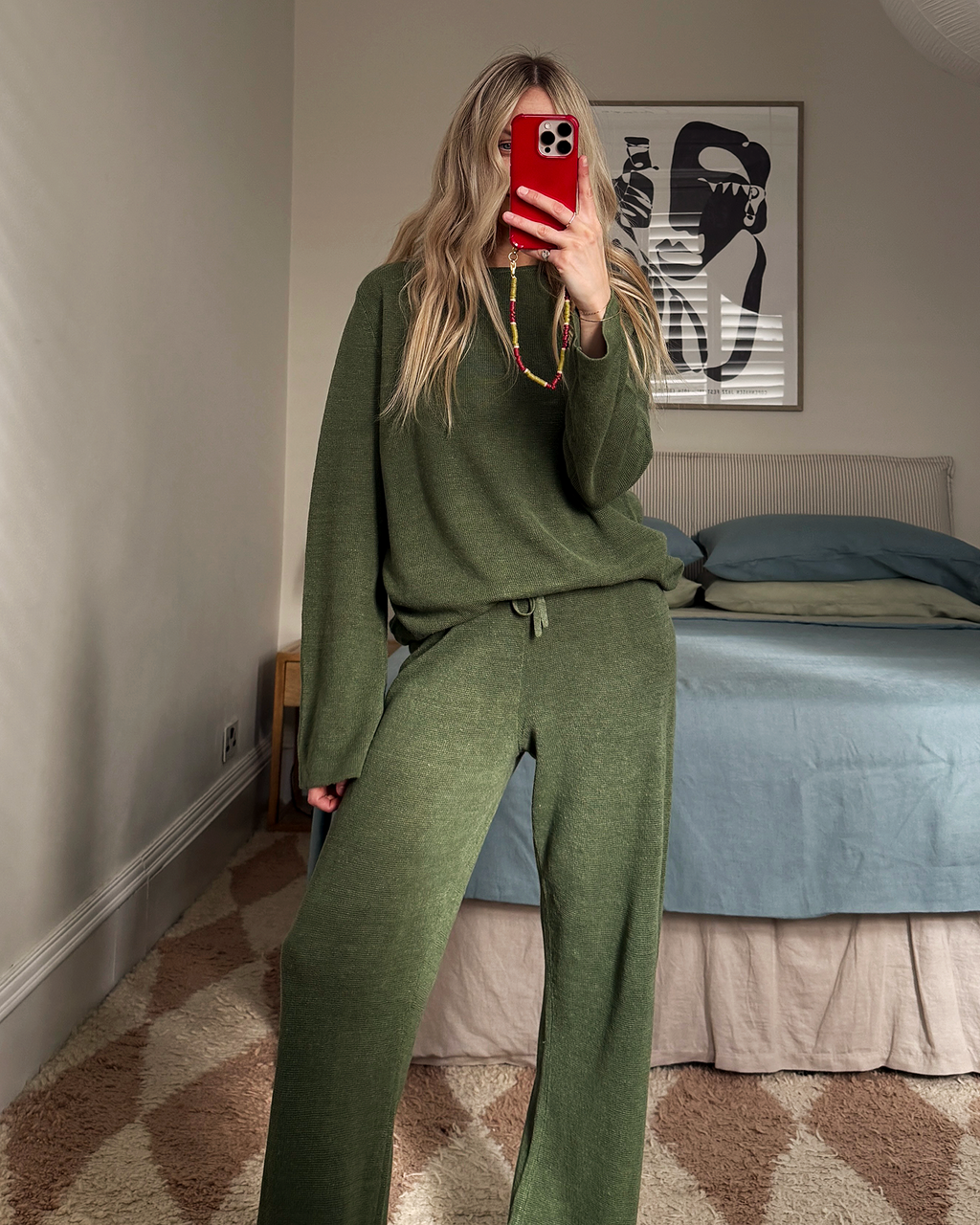 Veranda Linen Knit Pants in Olive