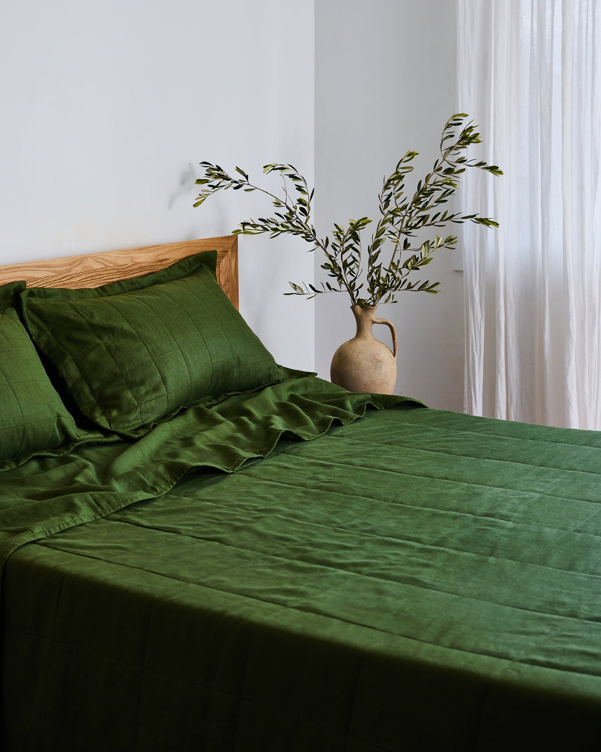 Olive Quilted Pillowcases (Set of Two)