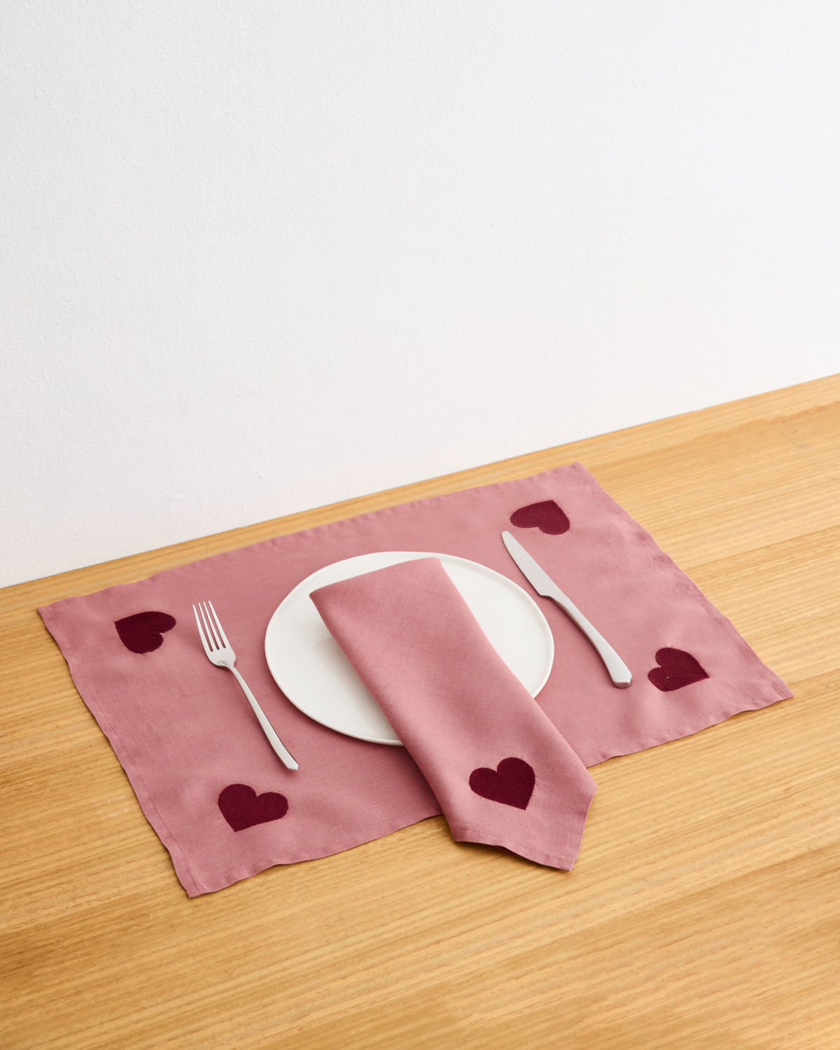 Pink Clay & Mulberry 100% French Flax Linen Amour Napkins (Set of Four)