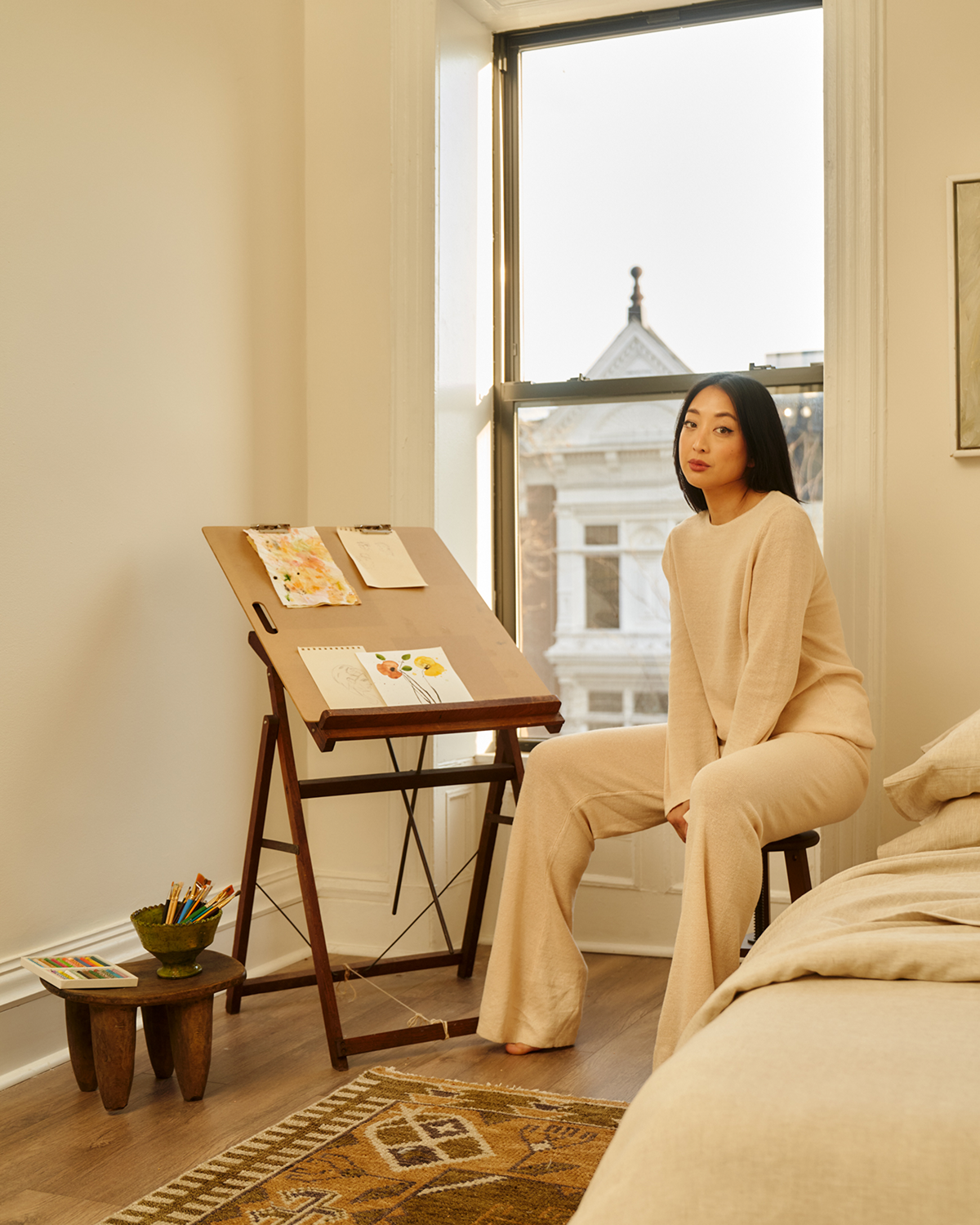 Veranda Linen Knit Pants in Oatmeal