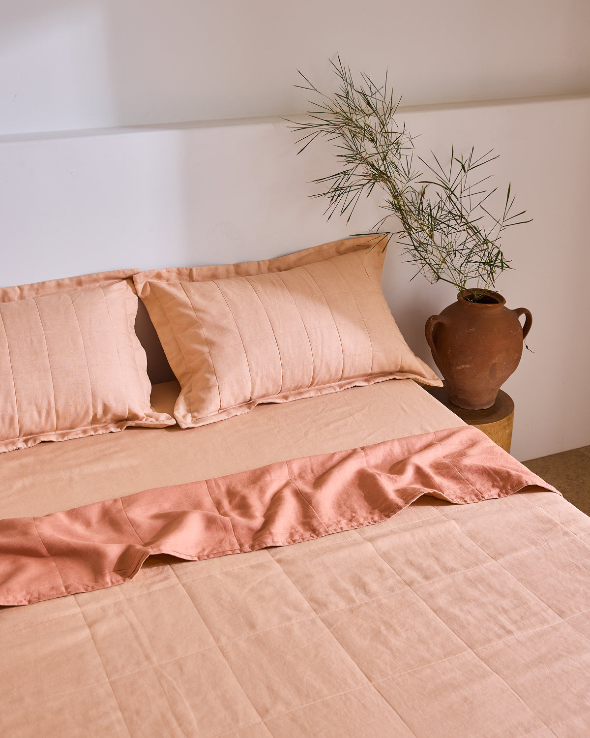 Terracotta Quilted Pillowcases (Set of Two)