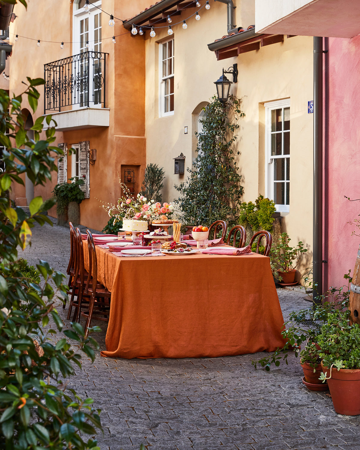 Pink Clay & Hazelnut 100% French Flax Linen Trim Placemats (Set of Four)