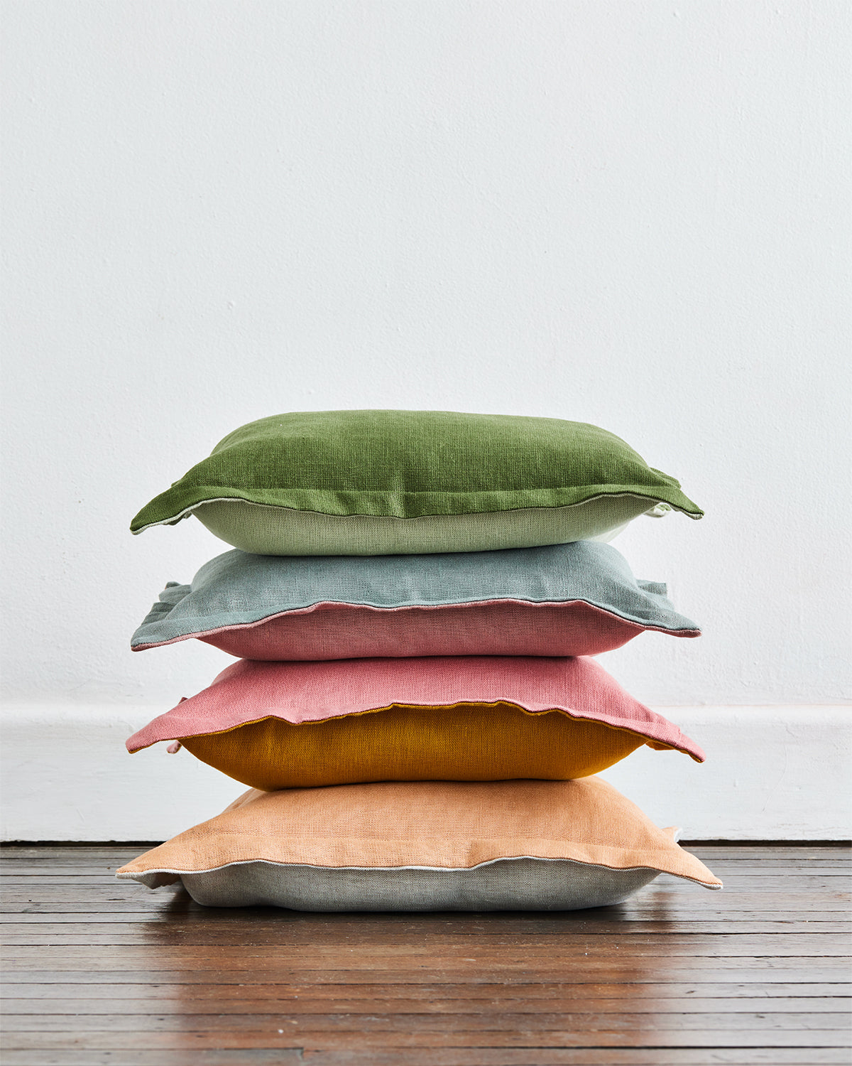 Terracotta & Oatmeal 100% French Flax Linen Cushion Cover