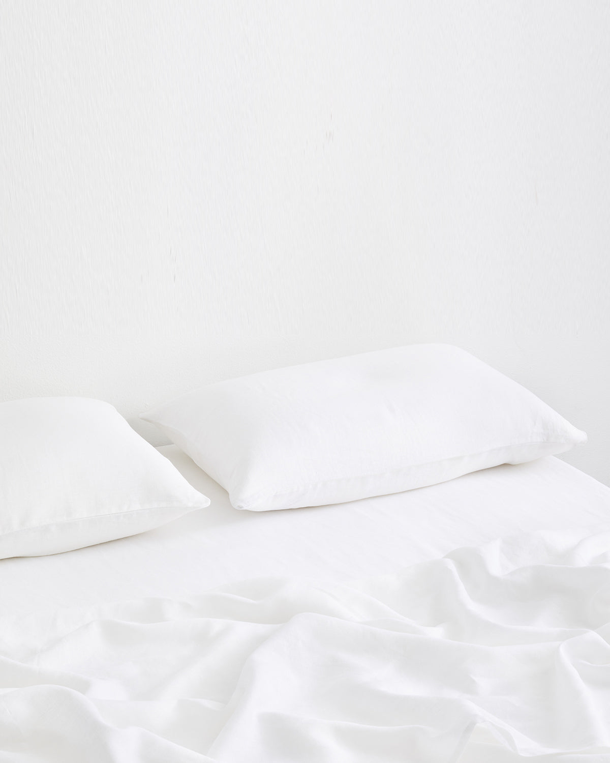White 100% French Flax Linen Fitted Sheet Set