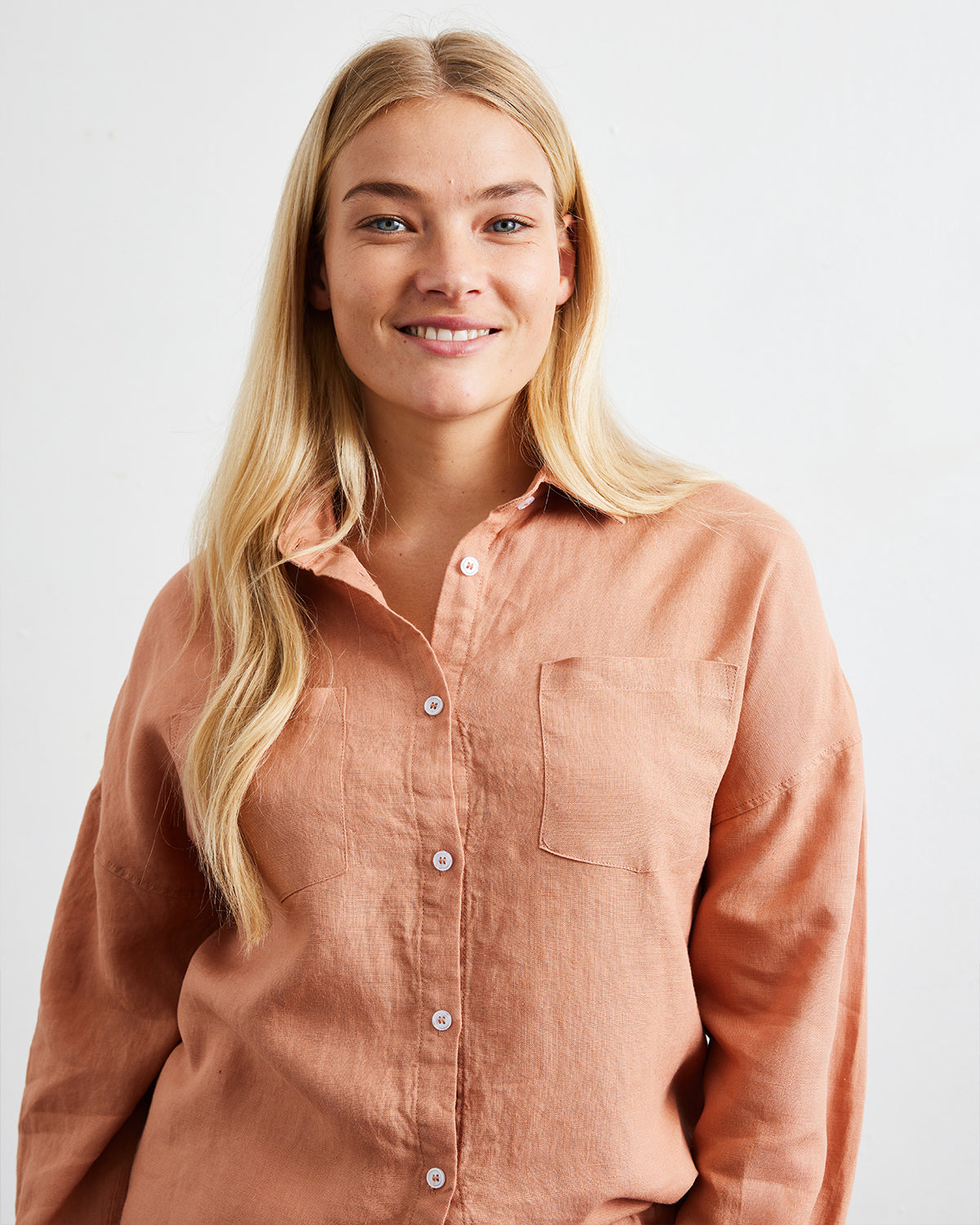 Hazelnut 100% French Flax Linen Long Sleeve Shirt