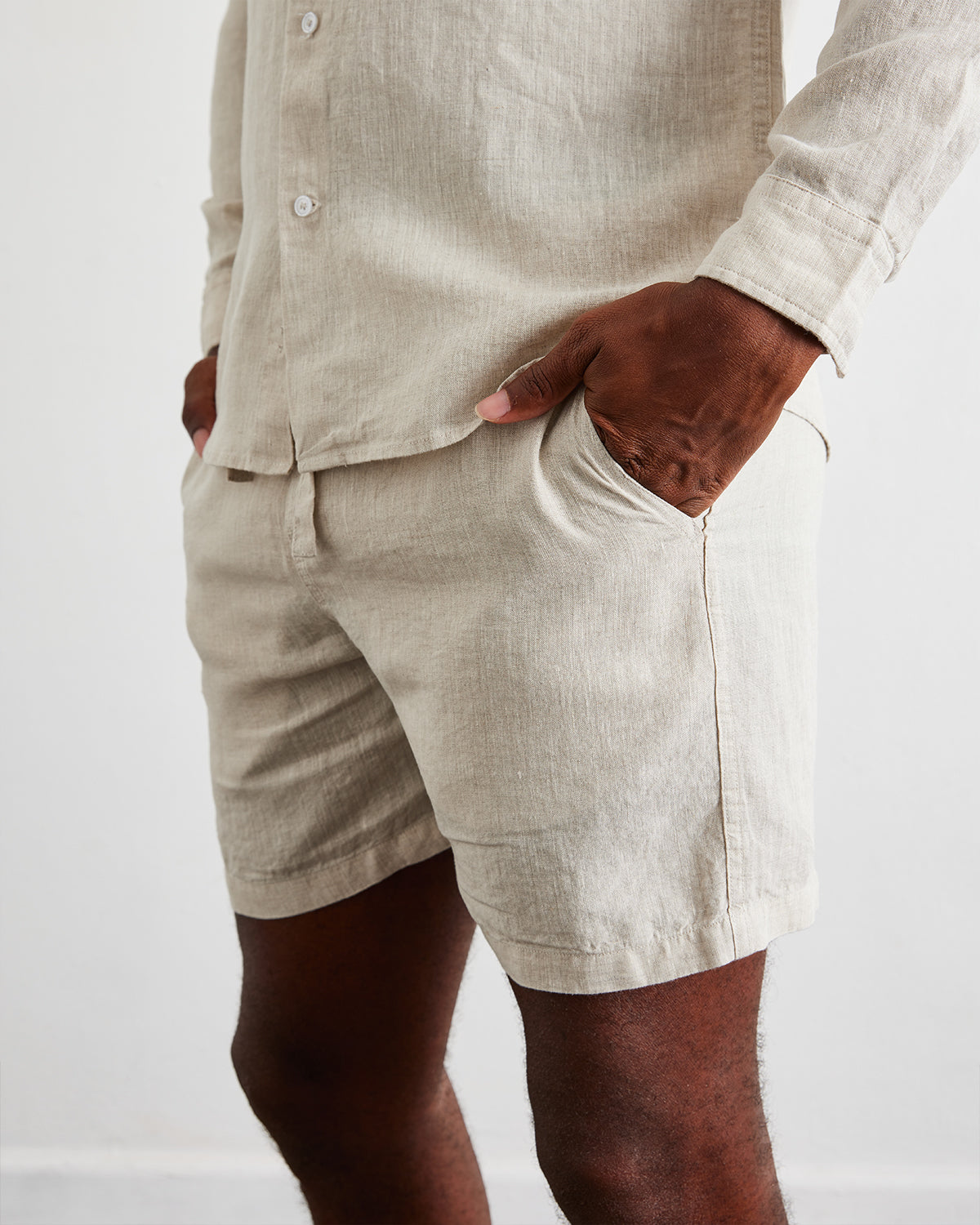 Oatmeal 100% French Flax Linen Men's Shorts