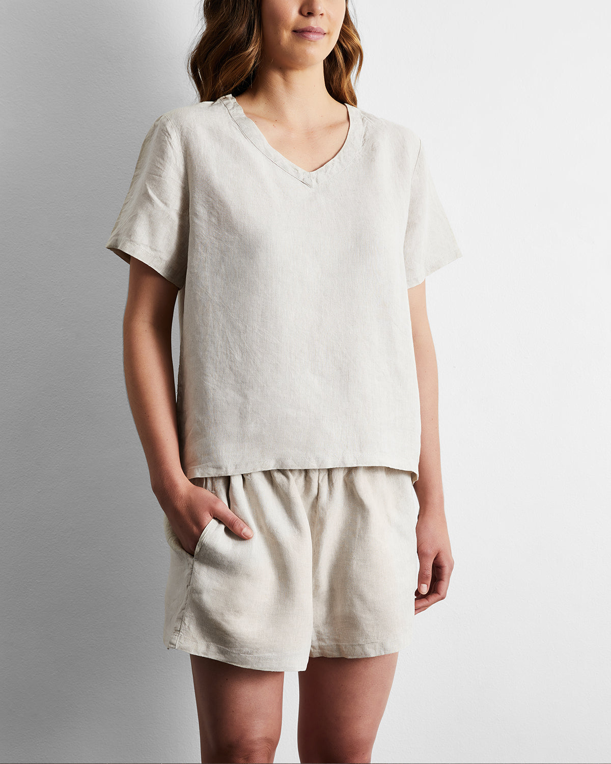 Oatmeal 100% French Flax Linen T-Shirt