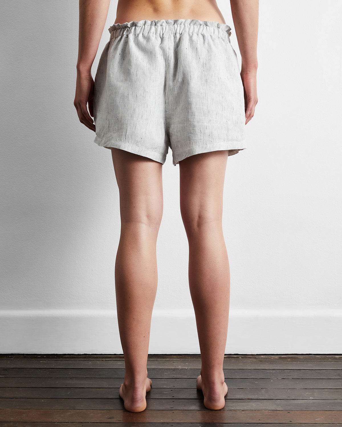 Pinstripe 100% French Flax Linen Shorts