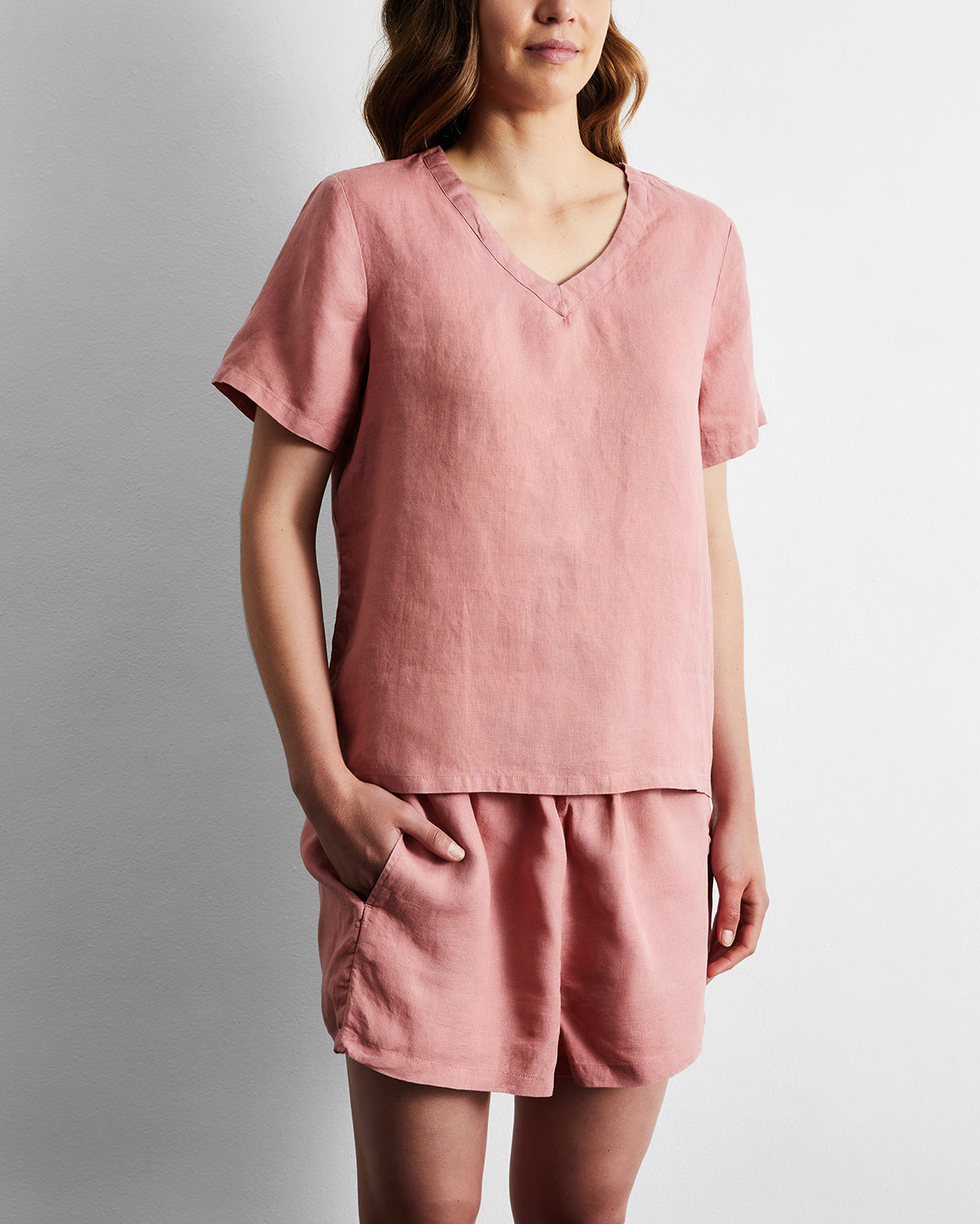 Pink Clay 100% French Flax Linen T-Shirt