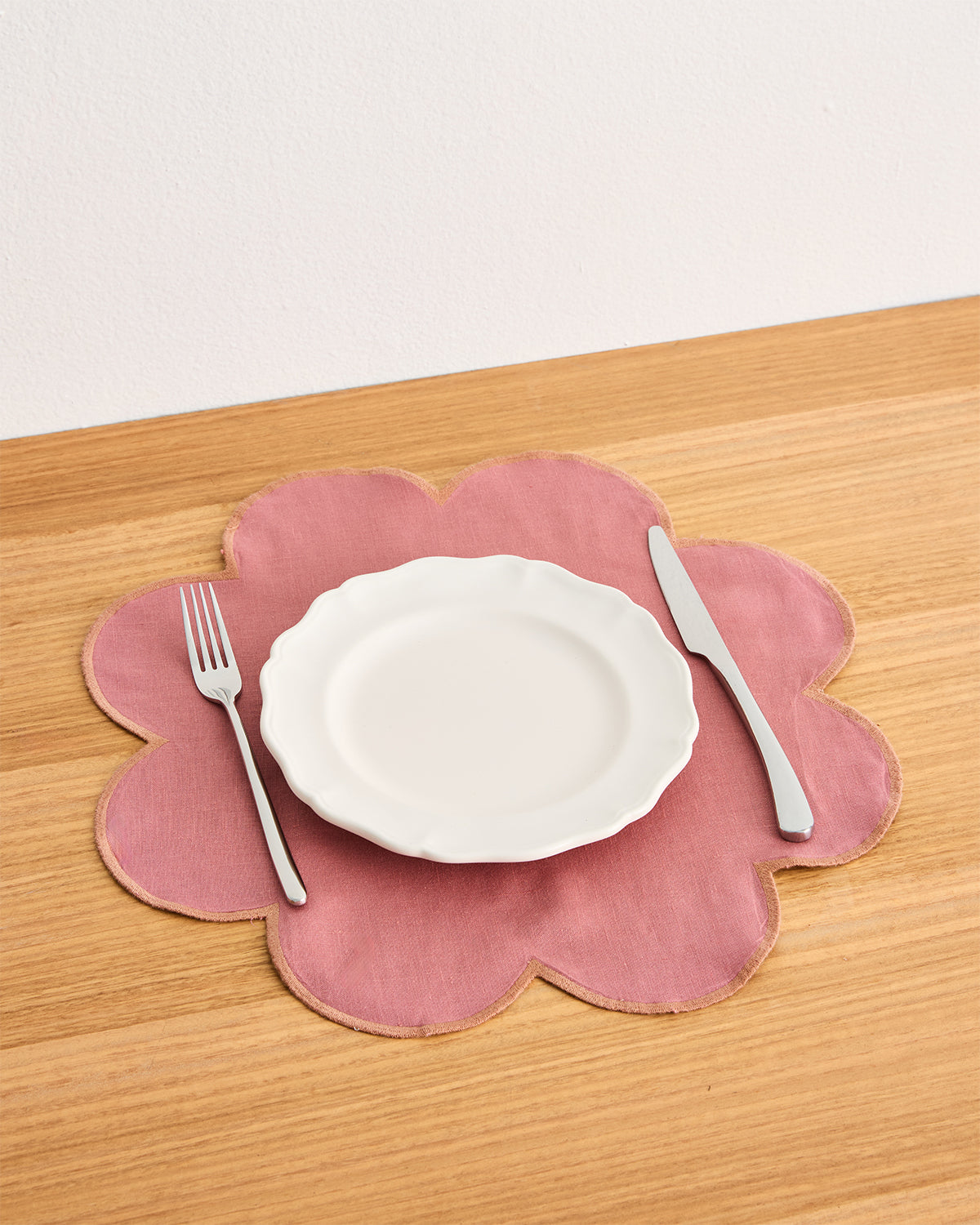 Pink Clay & Hazelnut 100% French Flax Linen Petal Placemats (Set of Four)