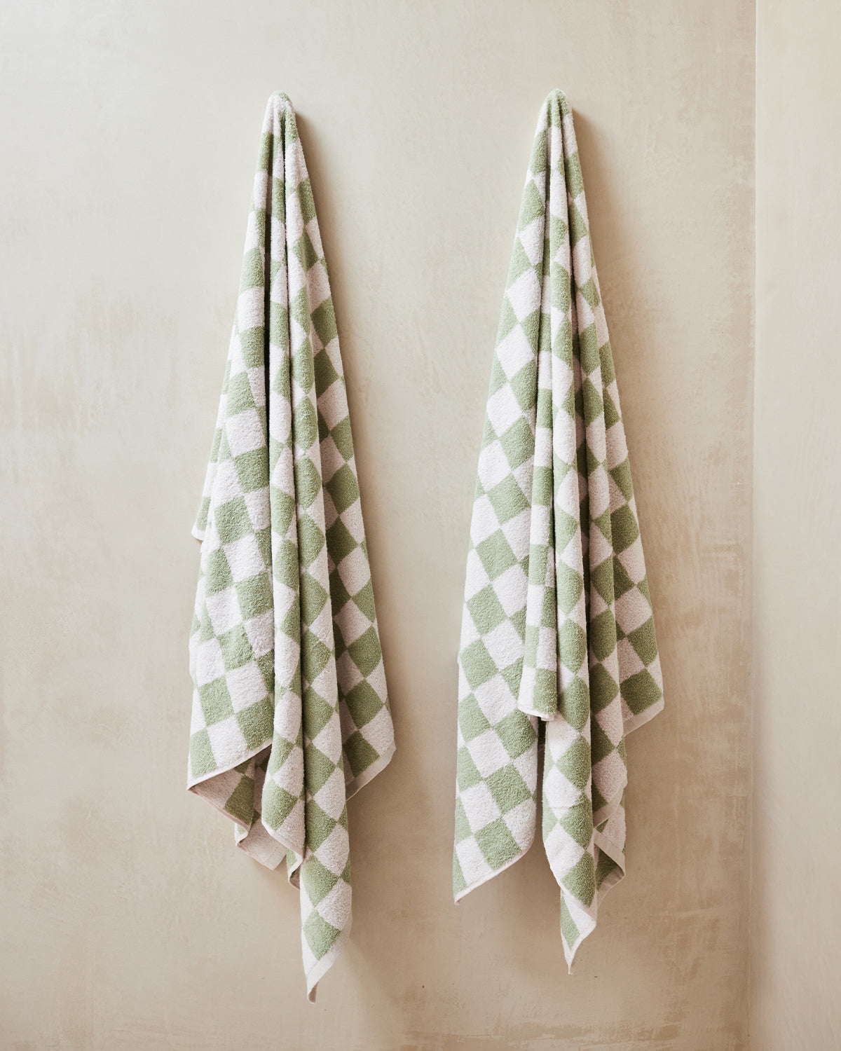 Rosewater & Sage Check 100% French Flax Linen Terry Bath Towel