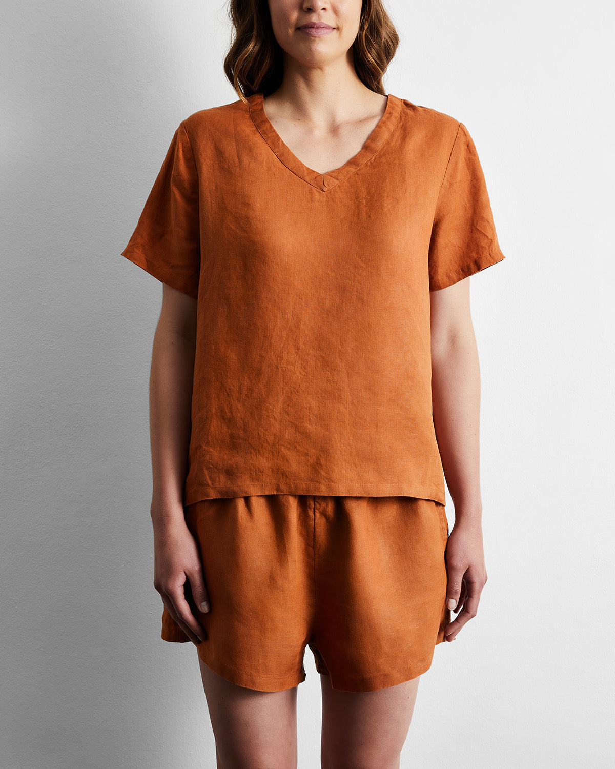 Rust 100% French Flax Linen T-Shirt