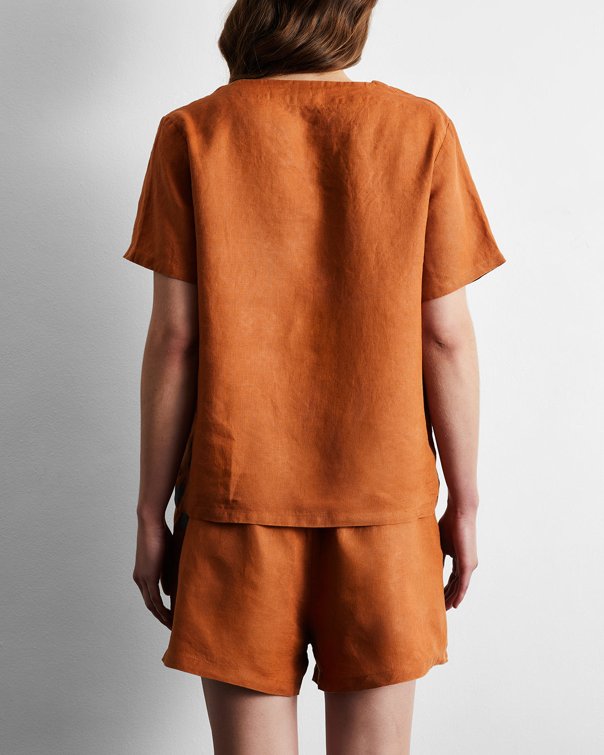 Rust 100% French Flax Linen T-Shirt