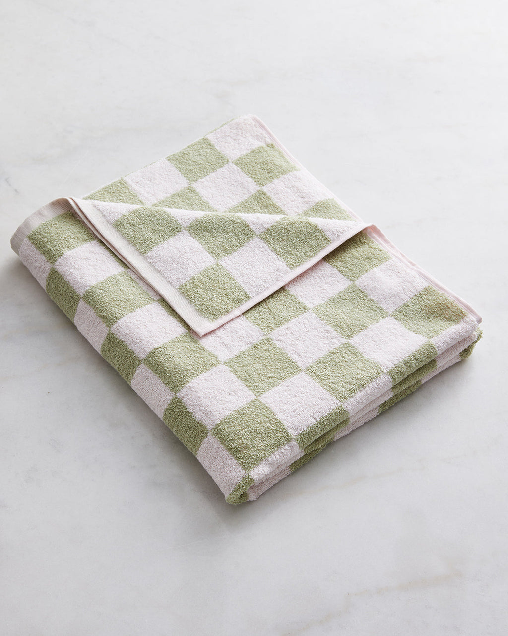 Rosewater & Sage Check 100% French Flax Linen Terry Bath Towel