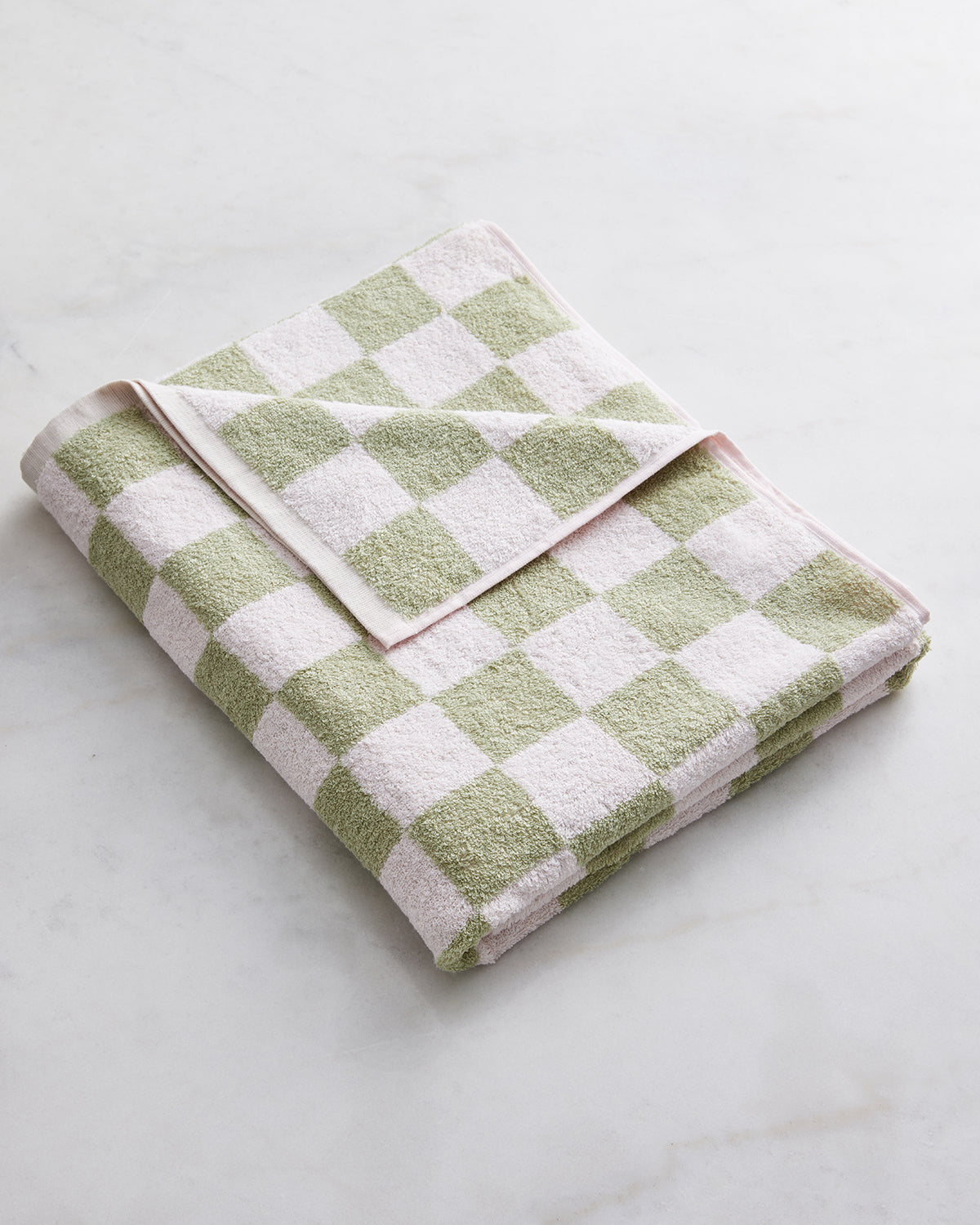 Rosewater & Sage Check 100% French Flax Linen Terry Bath Towel