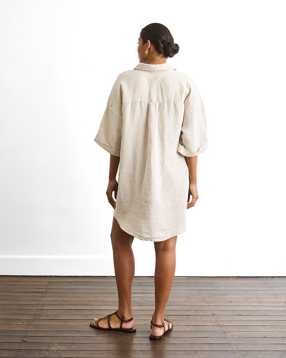 Villa Linen Shirt Dress in Oatmeal